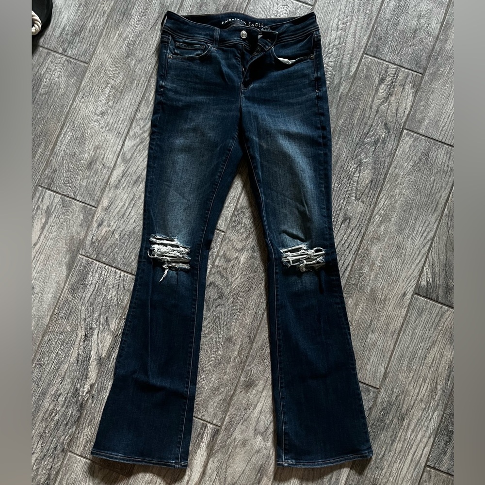 American Eagle Outfitters Bootcut Distressed Jeans, Size 6 Long